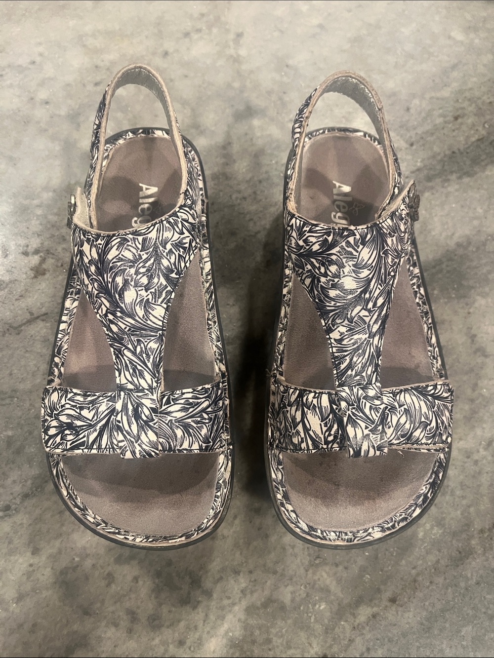 Alegria Floral Print Navy and White Slingback Sandals